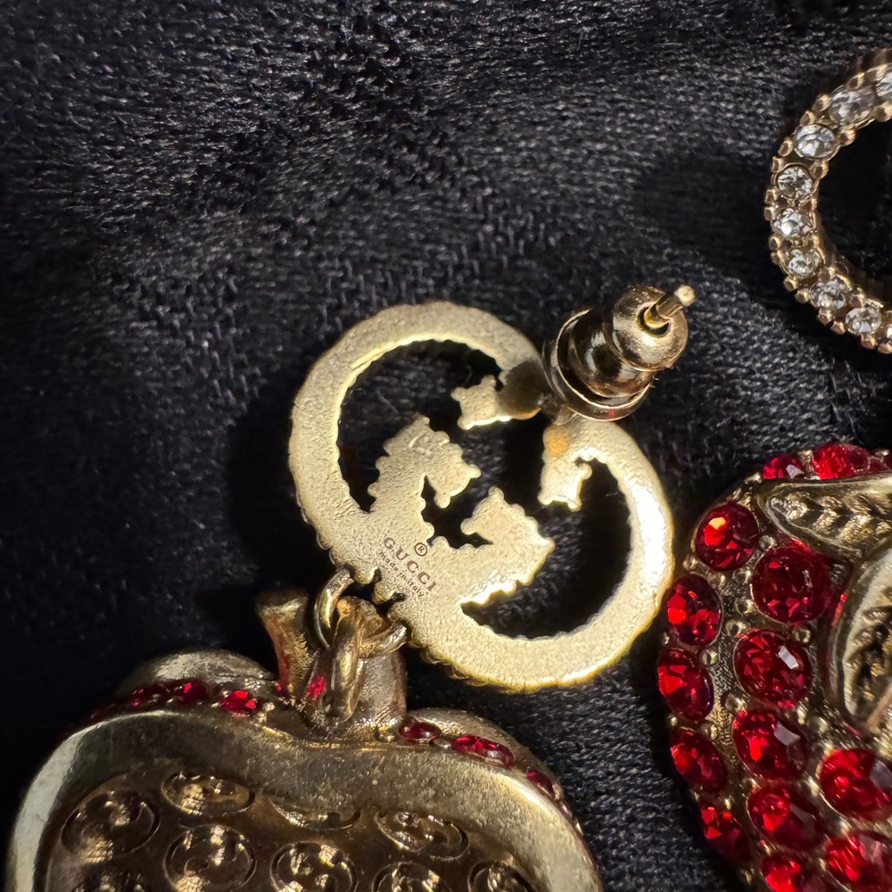 Gucci Red and Gold Interlocking Strawberry Earrings - Picture 6 of 6